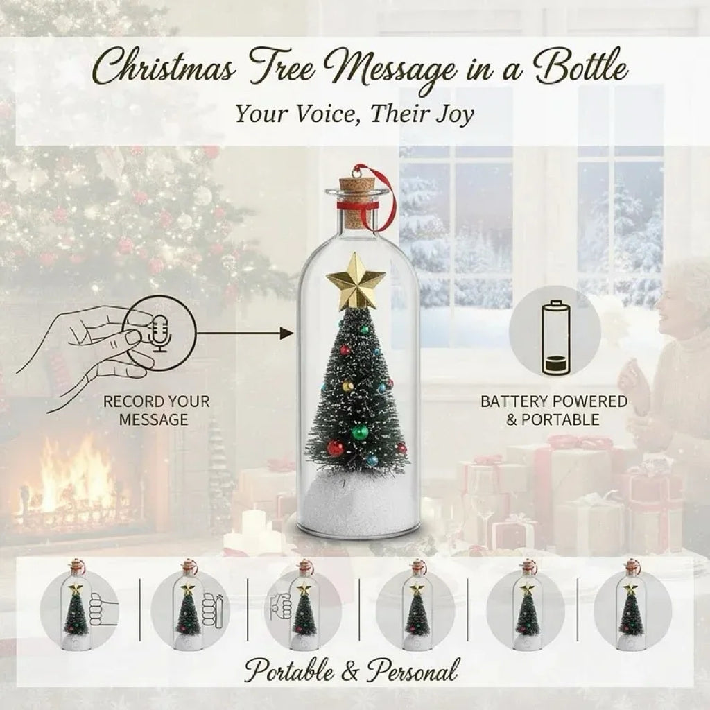 Forever Voice Recordable Christmas Tree Bottle – Personalized Message Ornament That Saves Voices Forever – Heartfelt Christmas Gift for Mom, Kids, Friends & Loved Ones