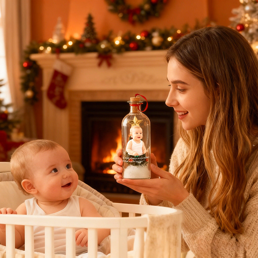 Forever Voice Recordable Christmas Tree Bottle – Personalized Message Ornament That Saves Voices Forever – Heartfelt Christmas Gift for Mom, Kids, Friends & Loved Ones