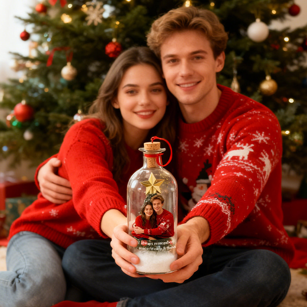 Forever Voice Recordable Christmas Tree Bottle – Personalized Message Ornament That Saves Voices Forever – Heartfelt Christmas Gift for Mom, Kids, Friends & Loved Ones