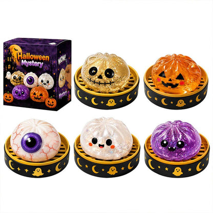 Halloween Ghost Squeeze Toys Gift Set - Stress Relief Pinch & Vent Toys Halloween Dumpling Squeeze Squishy Toy