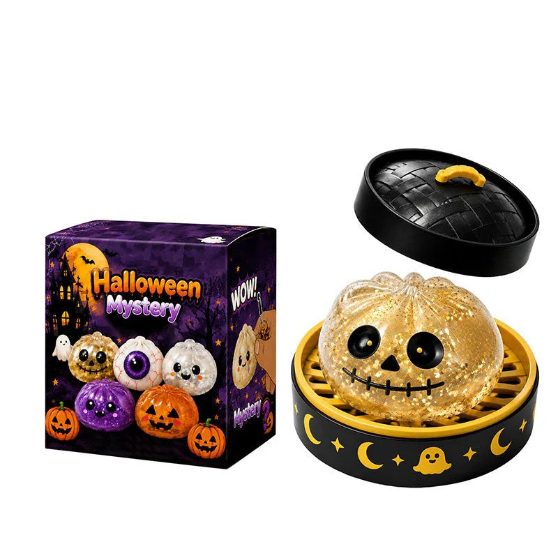 Halloween Ghost Squeeze Toys Gift Set - Stress Relief Pinch & Vent Toys Halloween Dumpling Squeeze Squishy Toy