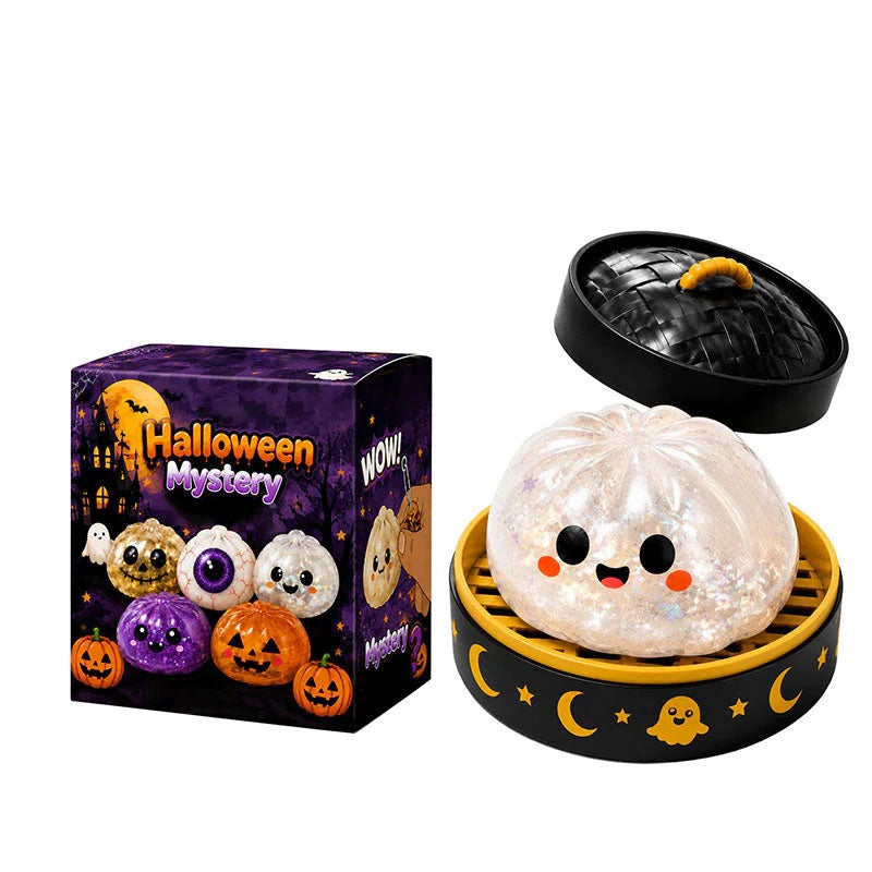 Halloween Ghost Squeeze Toys Gift Set - Stress Relief Pinch & Vent Toys Halloween Dumpling Squeeze Squishy Toy