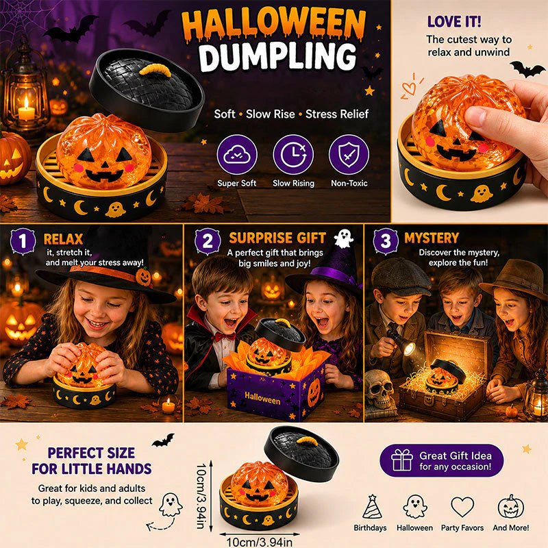 Halloween Ghost Squeeze Toys Gift Set - Stress Relief Pinch & Vent Toys Halloween Dumpling Squeeze Squishy Toy